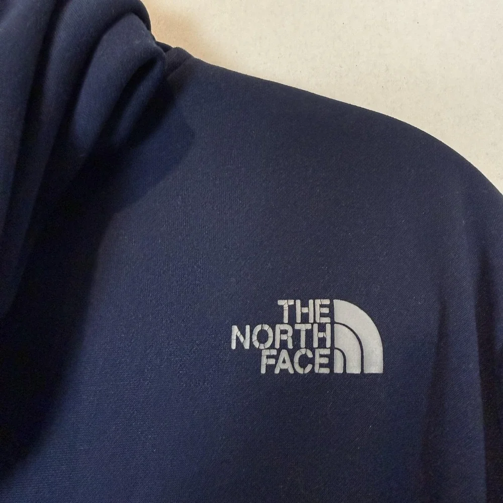 The North Face Hoodie Mens Small Blue Pullover Fleece Logo Graphic Kangaroo‎